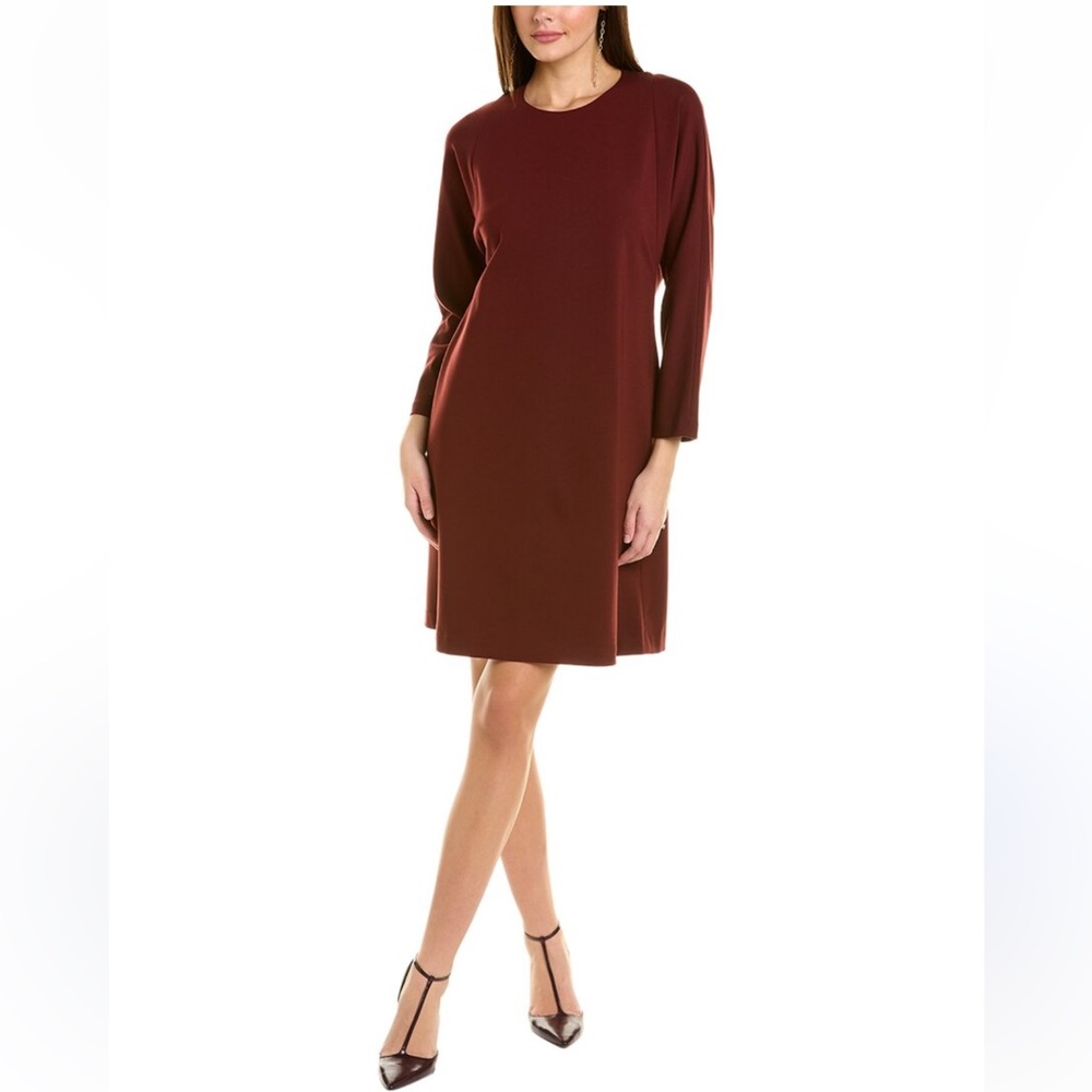 LAFAYETTE 148 NEW YORK Burgundy Long Sleeve Shift Dress Size L